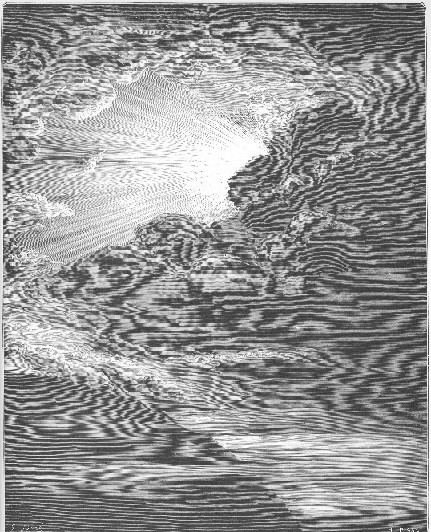The creation of light breaking through the clouds — Gustave Doré