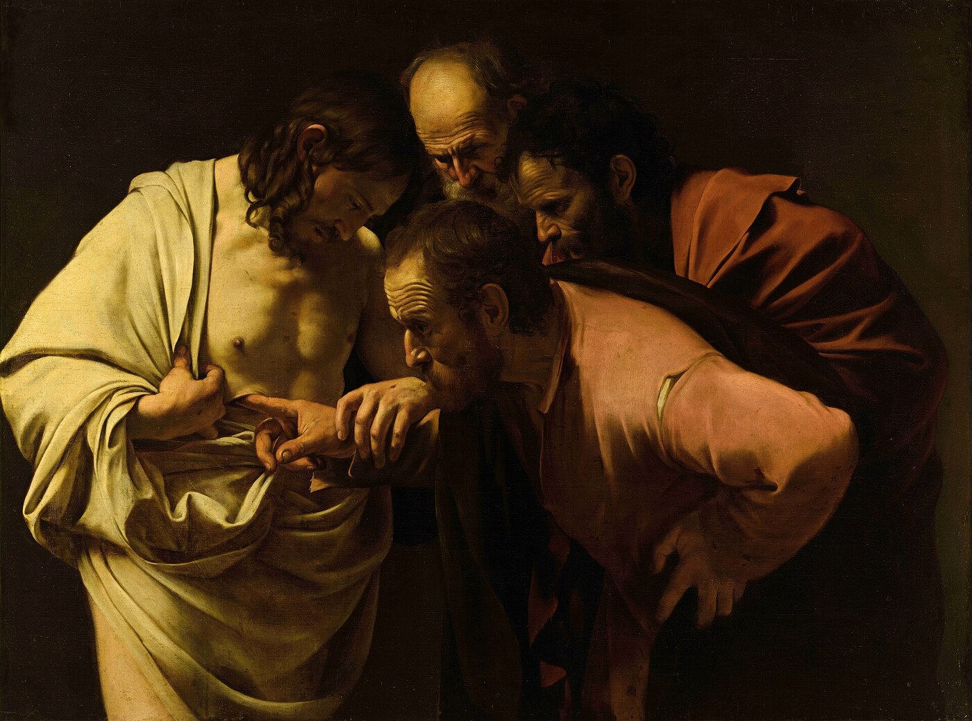 Thomas putting his finger into the wound of the risen Christ — Caravaggio