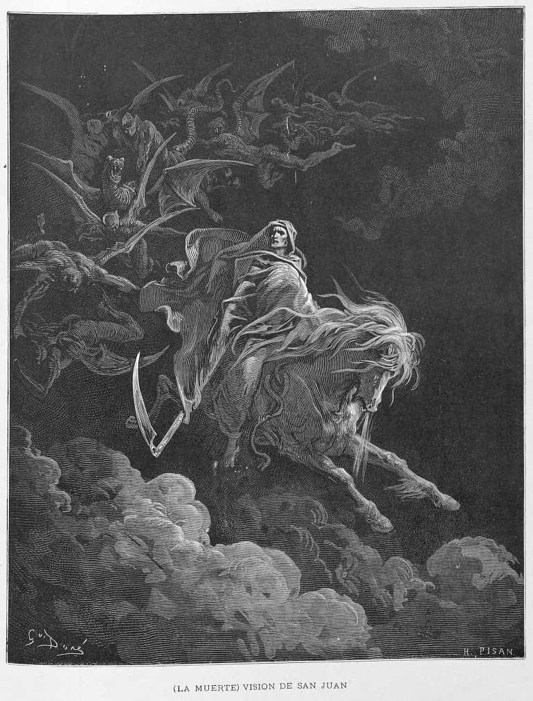 Engraving of the rider Faithful and True on the white horse from Revelation — Gustave Doré